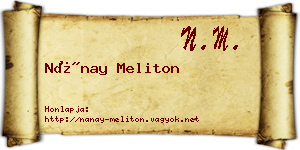 Nánay Meliton névjegykártya